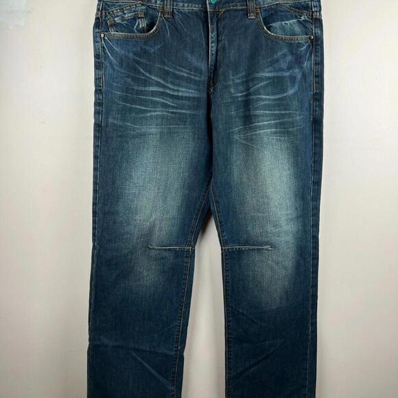 Rocawear Baggy Jeans Mens 38 Blue Denim Y2K Hip Hop Streetwear Original Fit - Picture 1 of 8